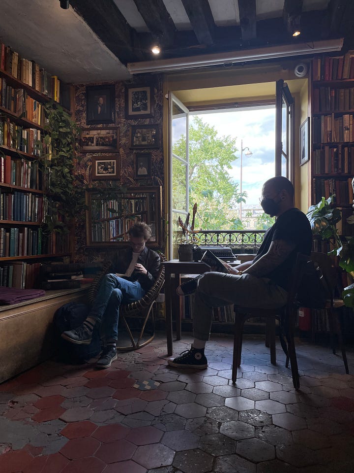 Cozy reading room and stairs with inspirational quote
