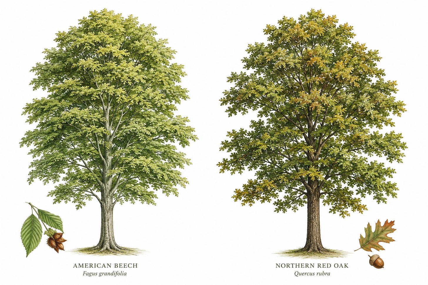 American Beech and Red Oak