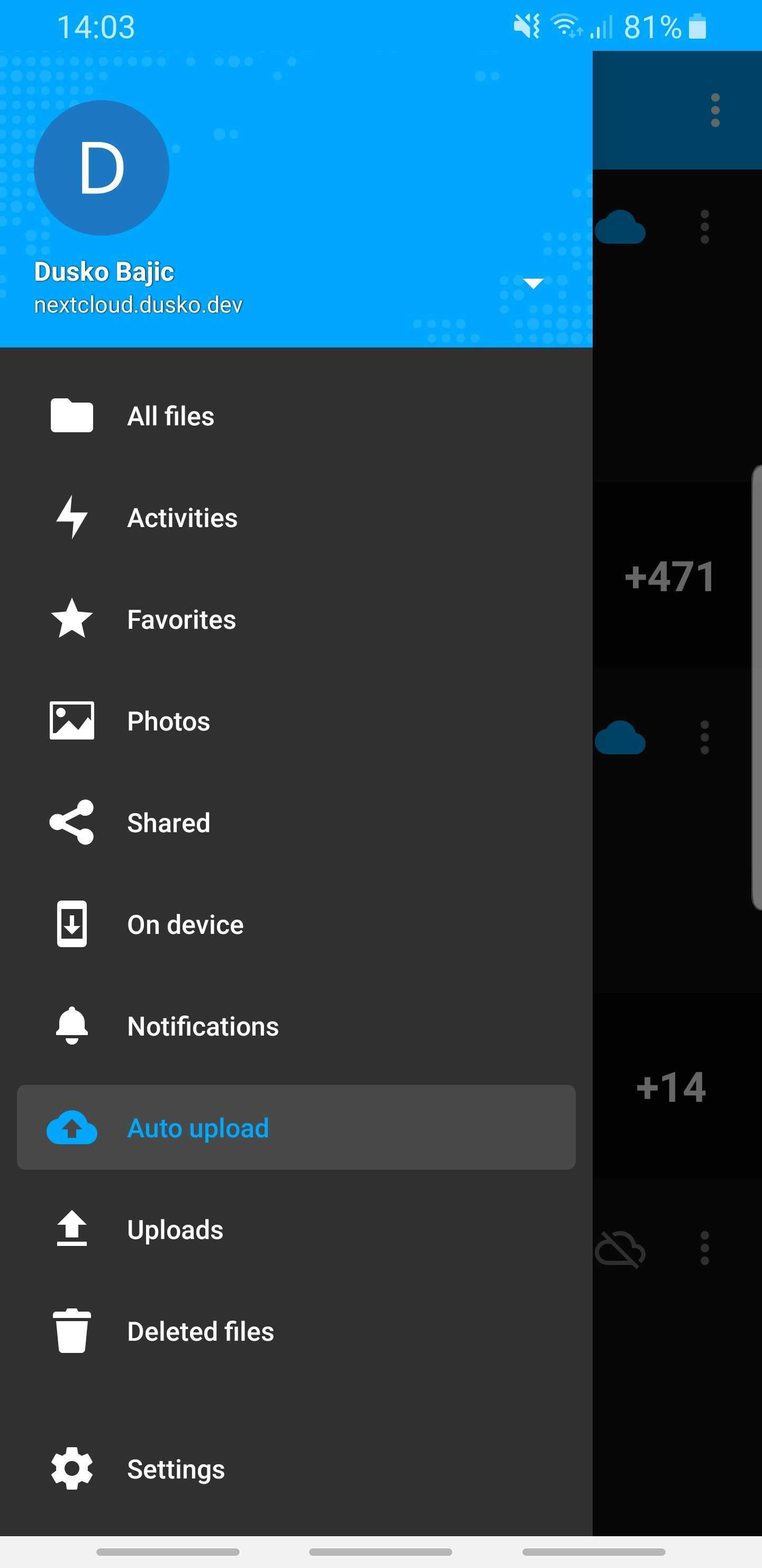Nextcloud mobile app