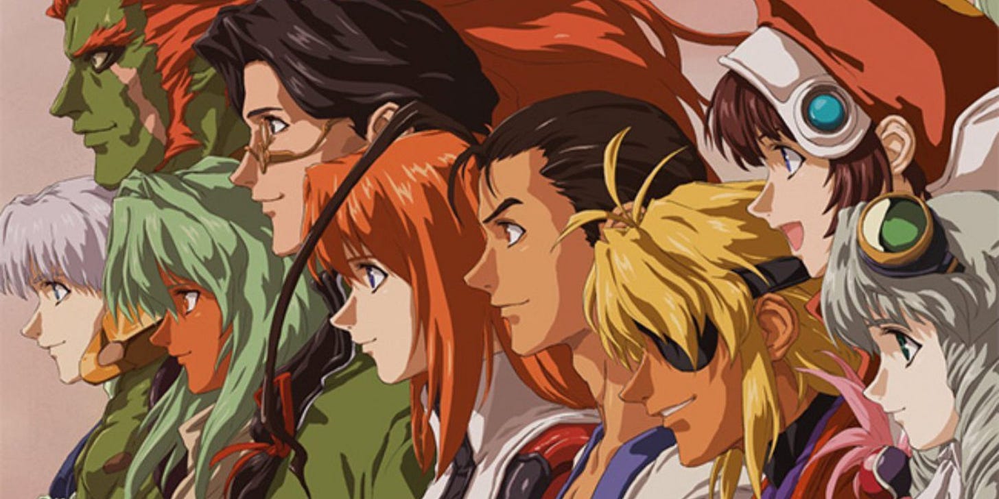 Key art showing the different characters from Xenogears.