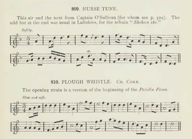 Two songs from Old Irish Folk Music and Songs: A Collection of 842 Irish Airs and Songs Hitherto Unpublished by P. W. Joyce.