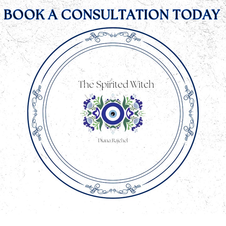 Two Evil-Eye Logos Promoting Diana's Tarot Readings and Her Patreon