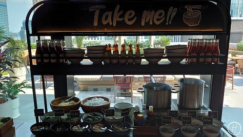 Food offerings at Moxy breakfast buffet