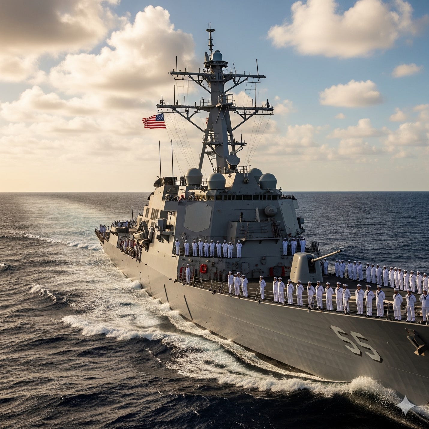 A military ship in the ocean

AI-generated content may be incorrect.