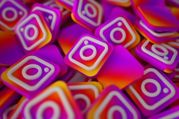 Pilha de 3d instagram logos Foto gratuita