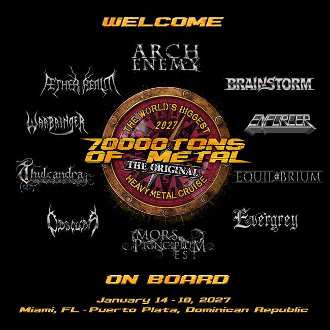 70000TONS OF METAL 2027 Announces First 11 Performers for 2027 Voyage |  Metal Shock Finland (World Assault )