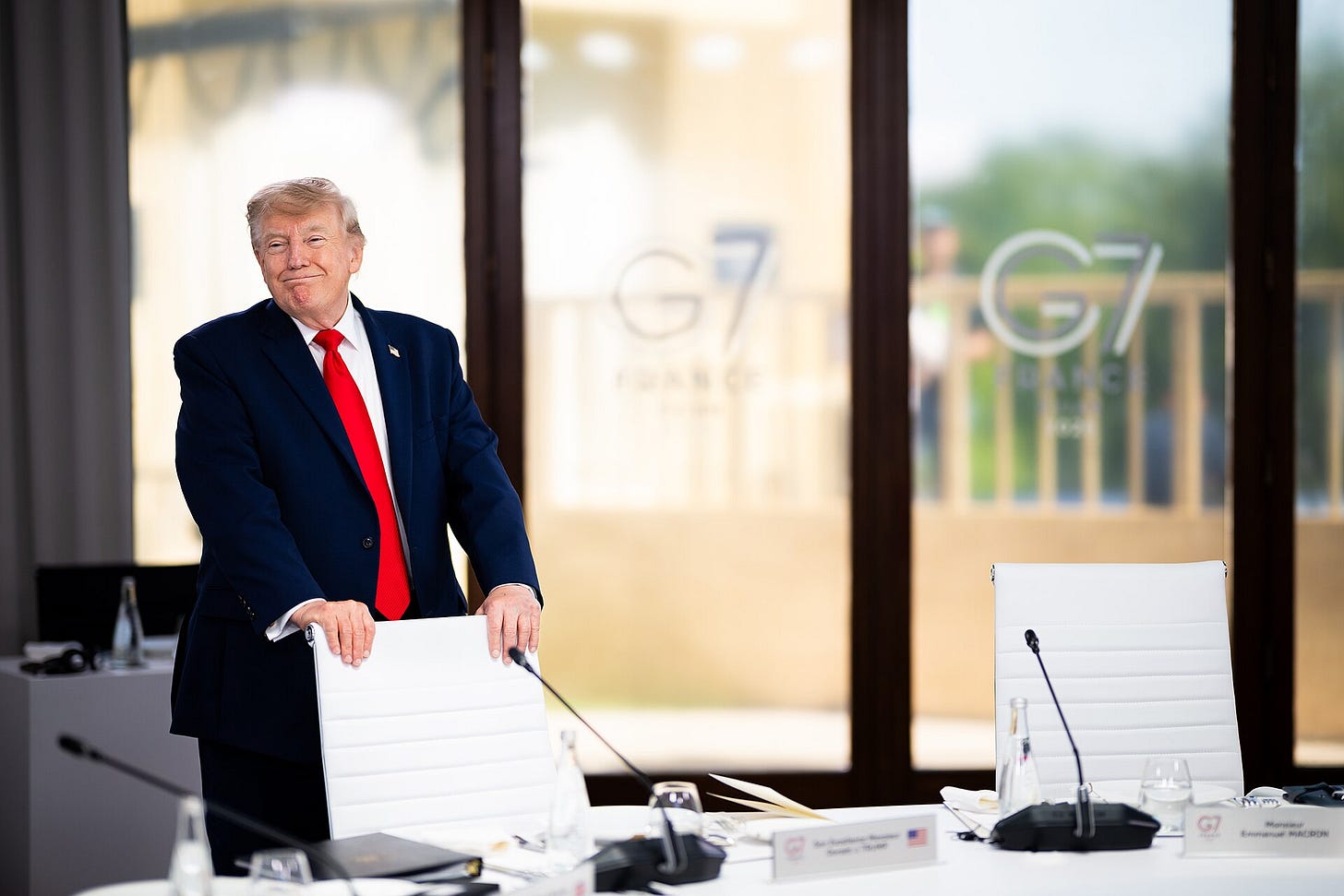 President Donald Trump attends a G7 working session on the Middle East at the Hotel Royal Evian in Évian-les-Bains, France, on June 16, 2026. President Donald Trump attends a G7 working session on the Middle East at the Hotel Royal Evian in Évian-les-Bains, France, on June 16, 2026.