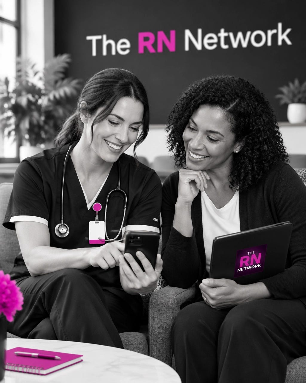 A nurse entrepreneur in neutral scrubs discussing a referral opportunity with a trusted healthcare colleague A nurse entrepreneur in neutral scrubs discussing a referral opportunity with a trusted healthcare colleague