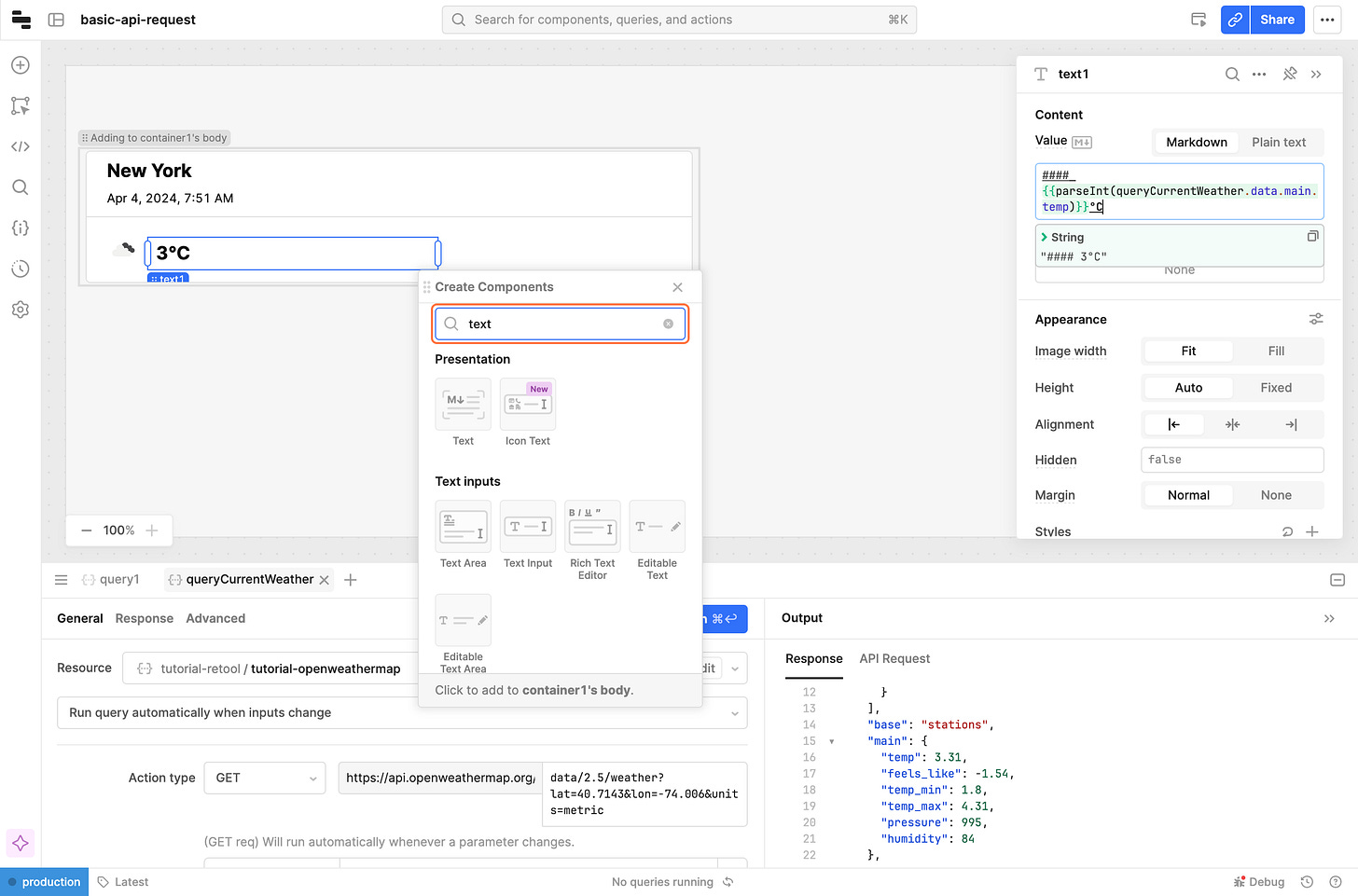 Click on Search components