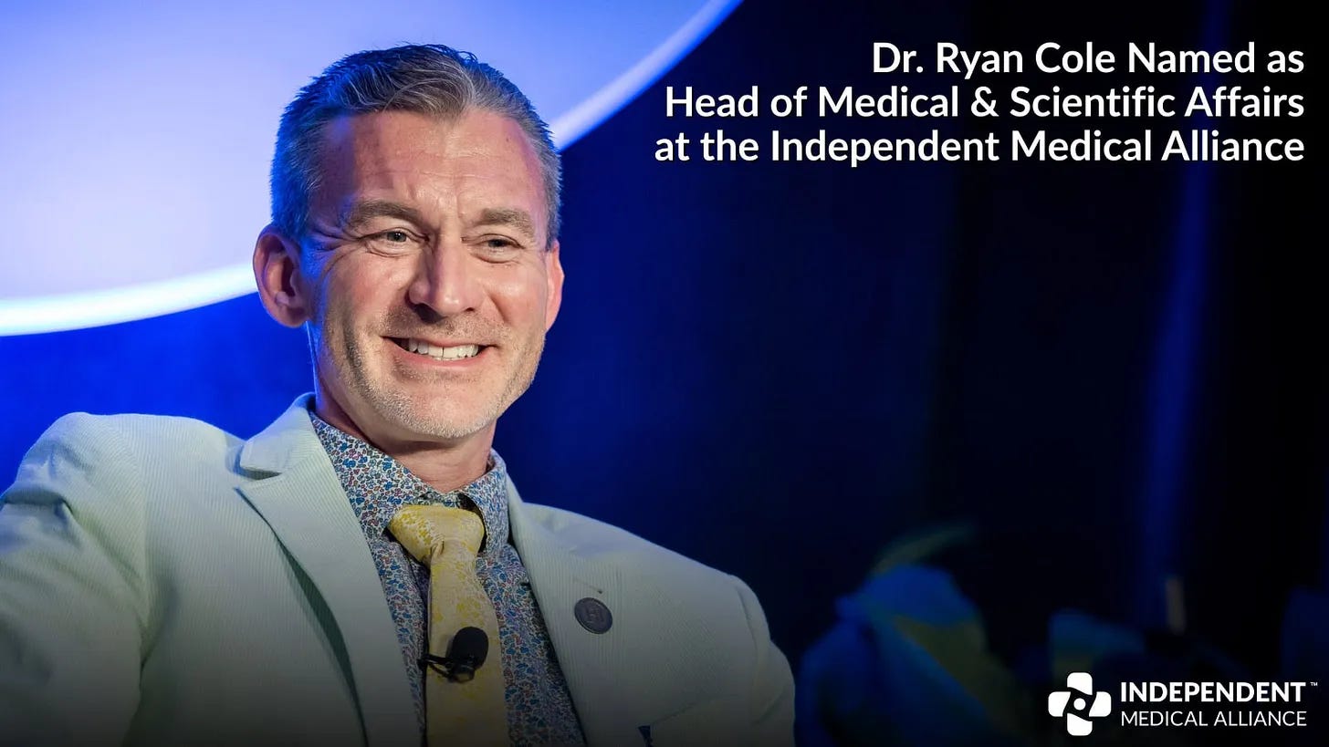 Health Freedom Organization Honors an Idaho Hero — Mayo Clinic-Trained Pathologist & Leading Healthcare Reform Advocate Dr. Ryan Cole Named as Head of Medical & Scientific Affairs at the Independent Medical Alliance.
