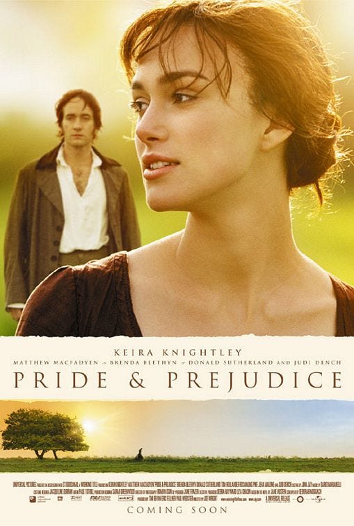 The book cover for Most Ardently and the DVD cover for the 2005 Pride and Prejudice