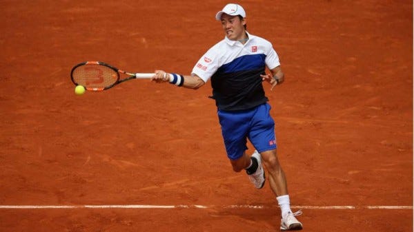 kie nishikori returns to paul henri mathieu french open 2015 kie nishikori returns to paul henri mathieu french open 2015