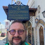 Journalist Richard Luthmann outside The Columbia Restaurant in Ybor City.
