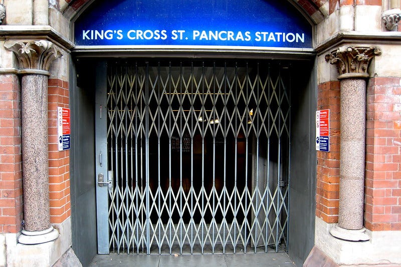 A shut London Tube station during a strike A shut London Tube station during a strike