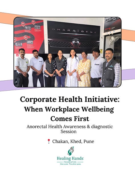 Workplace wellbeing goes beyond desks and deadlines; it begins with awareness and timely care.  Healing Hands Foundation, in collaboration with Autobahn Corporation BharatBenz, conducted a free health awareness and consultation camp at their Chakan (Khed) branch. The camp focused on #Piles, #Fissures, #Fistula, #PilonidalSinus, #ChronicConstipation, as well as #Hernia and #VaricoseVeins.  A total of 25 employees and team members from Autobahn Trucking Chakan (BharatBenz),  benefited from the initiative.  Participants received consultations, counselling, and medical guidance, encouraging them to address health concerns often overlooked in demanding work routines.  The camp was supported by the Healing Hands Foundation team, with Dr Ashwini Pargewar,  along with Anita Said, Anand Mishal, Ujjwala Khalate, Sheetal Bhosale, and Raosaheb Galphade, ensuring seamless coordination and compassionate patient care throughout the day.