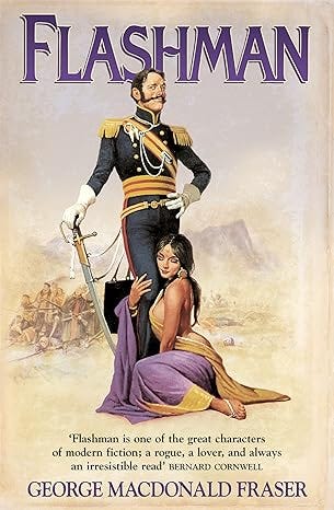 The cover of Terry Pratchett's Interesting Times, and the cover of George MacDonald Fraser's Flashman