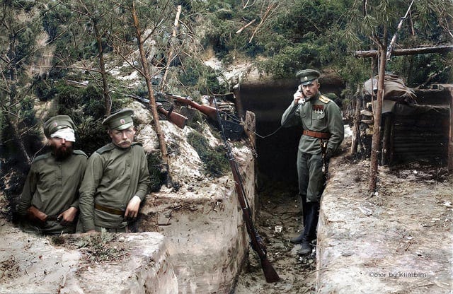 WW1 - Imperial Russian officer using a field telephone in a trench during a combat operation, 1915 : r/wwi WW1 - Imperial Russian officer using a field telephone in a trench during a combat operation, 1915 : r/wwi