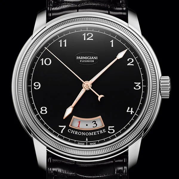 Rose gold accents add visual drama to the black opaline dial. Rose gold accents add visual drama to the black opaline dial.