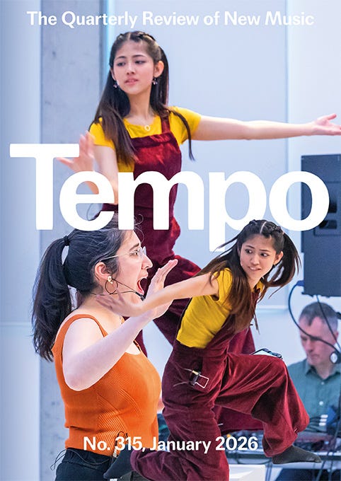 The cover of Tempo no. 315: a composite of singer Stephanie Lamprea, actor Yuki Neoh and composer Alistair MacDonald