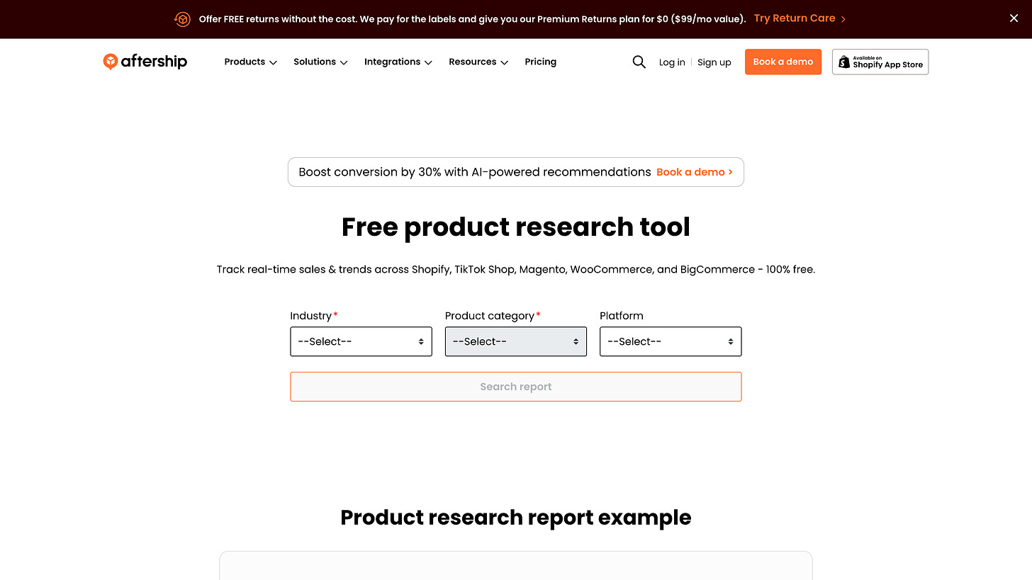Screenshot: AfterShip homepage Screenshot: AfterShip homepage