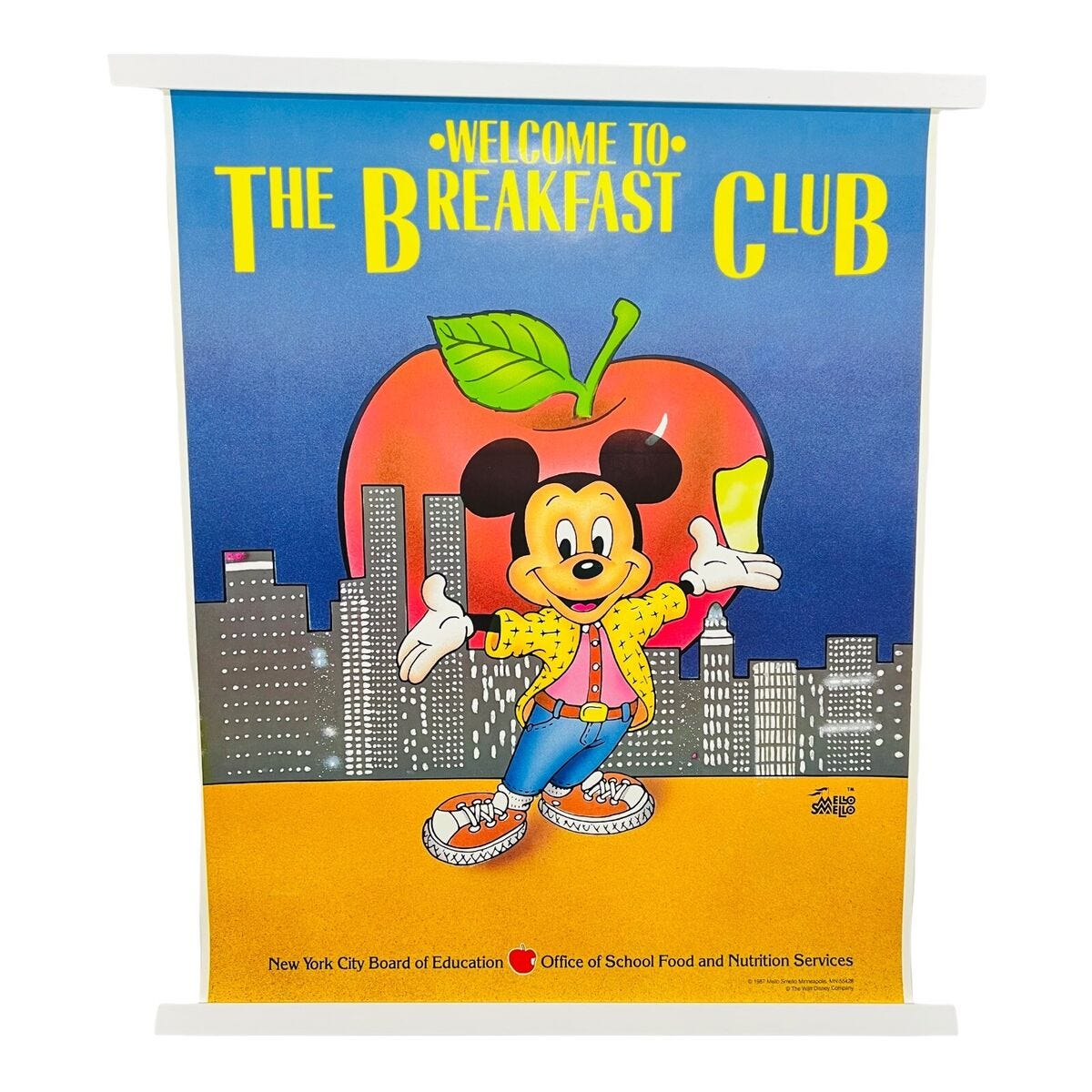 ULTRA RARE VINTAGE Disney WELCOME TO The Breakfast Club Poster 23”x18” NYC  BOE