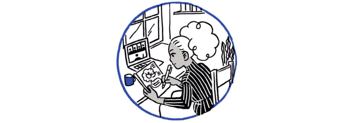 Person drawing in visual journal