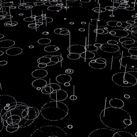 This may contain: an abstract black and white photo with circles on the ground, lines are drawn in different directions