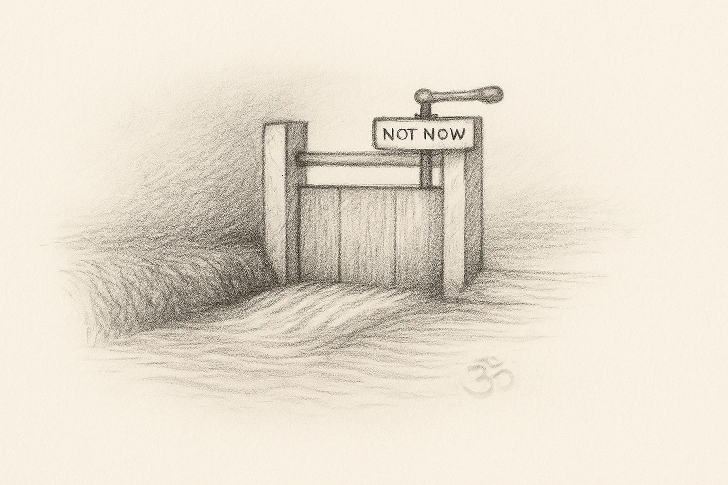 A simple gate regulating water flow, representing backpressure in systems.