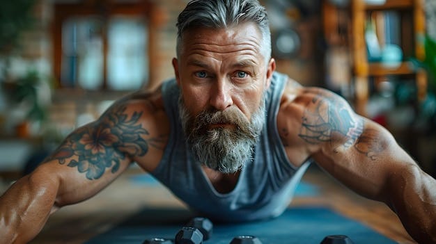 Middle aged man working out in the gym | Premium AI-generated image