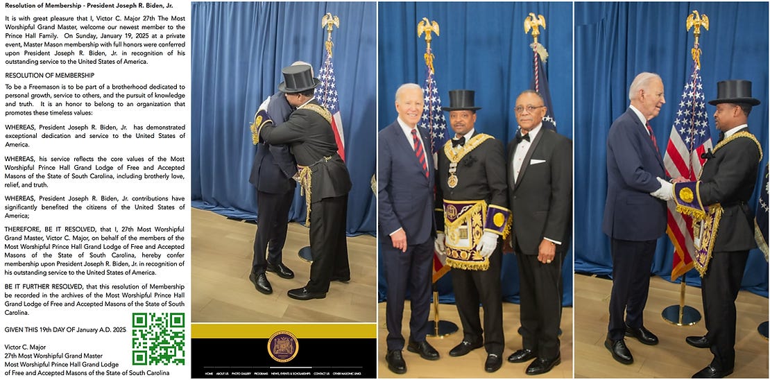 Joe Biden Becomes Master Mason At Most Worshipful Prince Hall Grand Lodge Of South Carolina - January 19, 2025 Joe Biden Becomes Master Mason At Most Worshipful Prince Hall Grand Lodge Of South Carolina - January 19, 2025