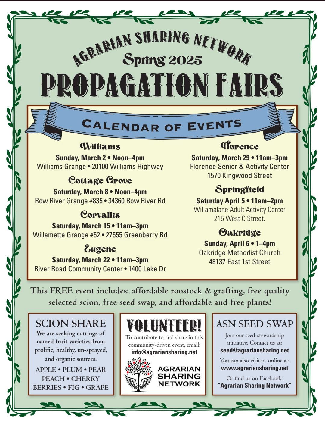 Agrarian Sharing Network 2025 Propagation Fairs