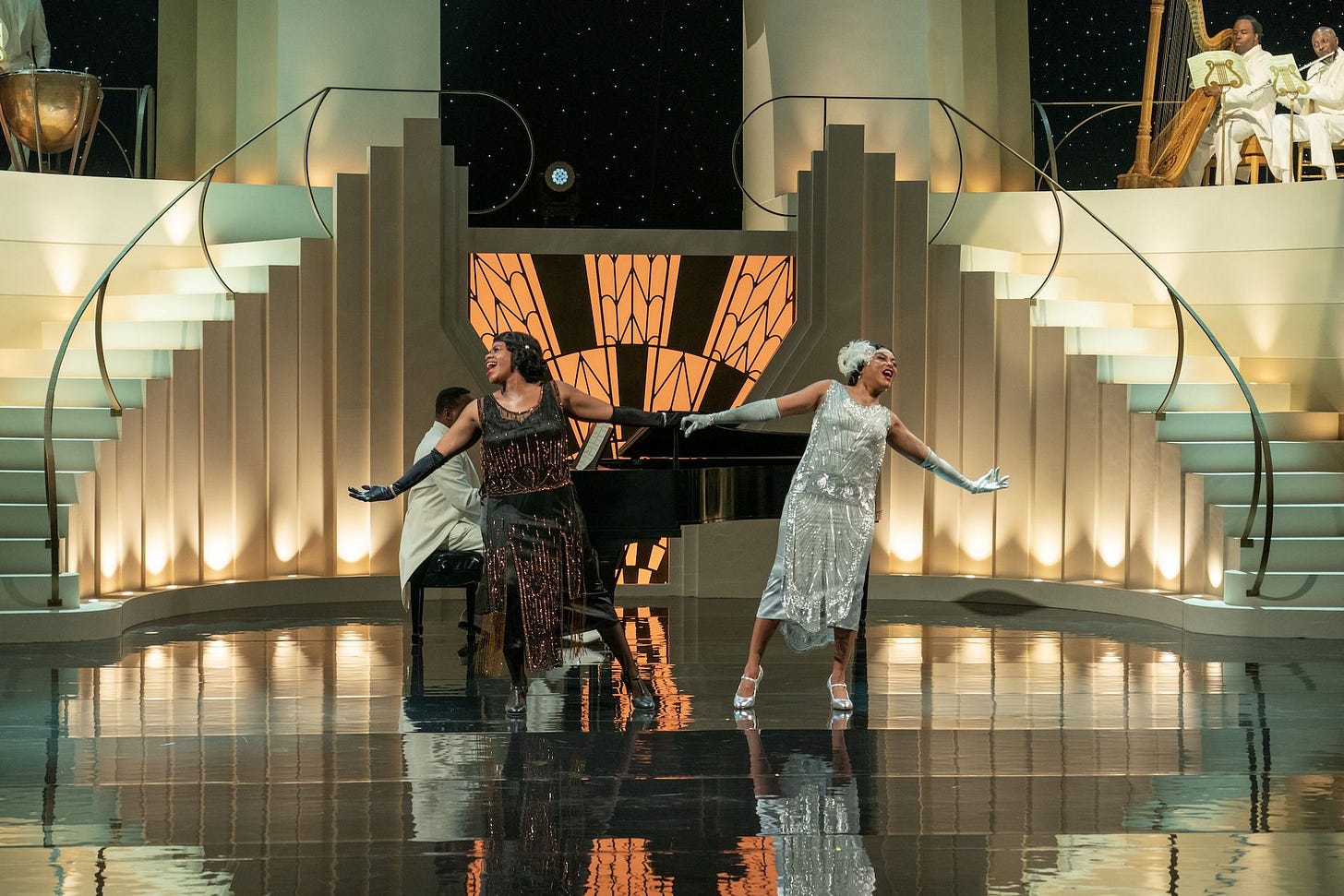 Fantasia Barrino as Celie and Taraji P Henson as Shug Avery during "What About Love" in The Color Purple (2023.)