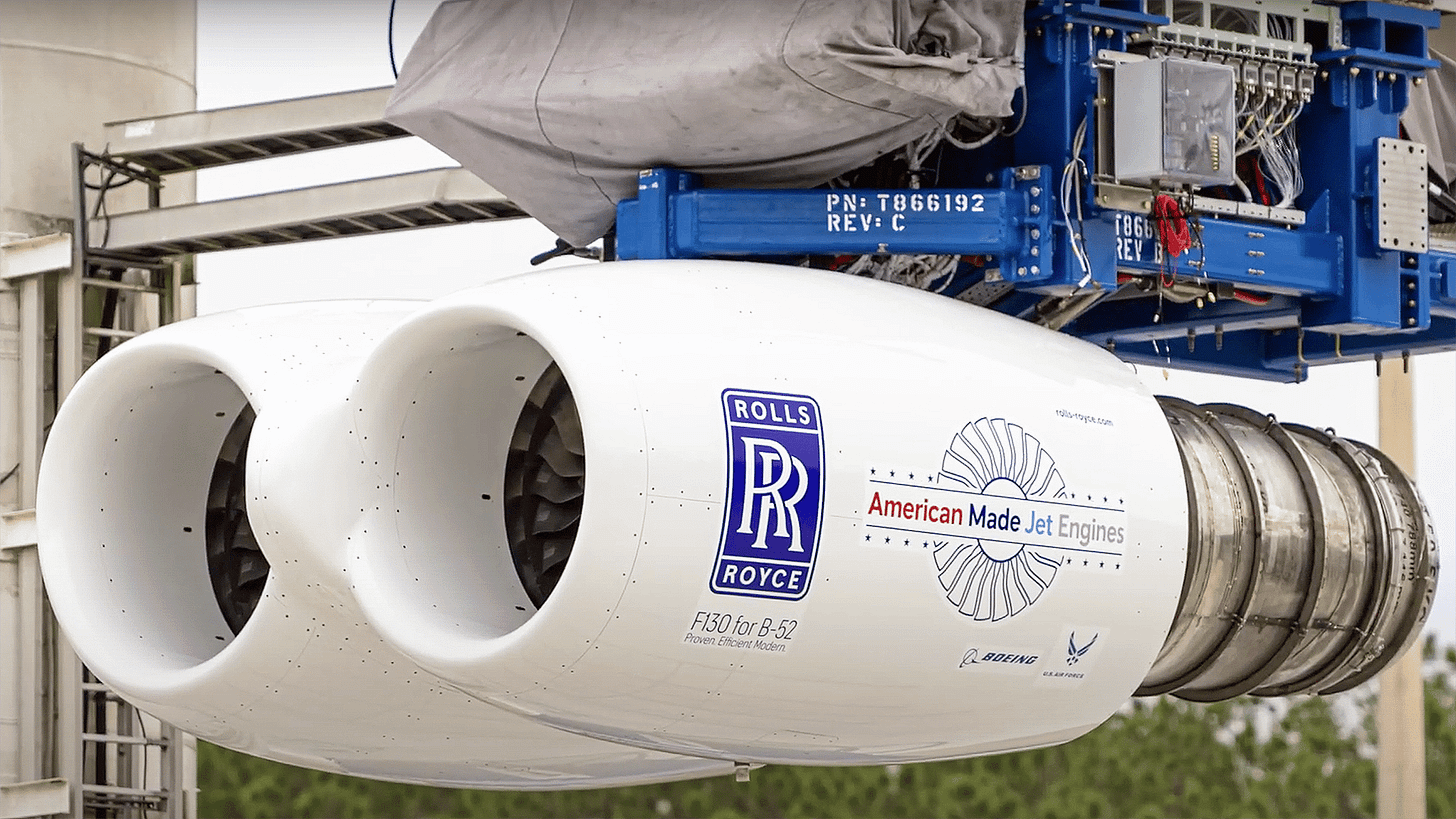 Rolls-Royce F130 engine for B-52 during testing