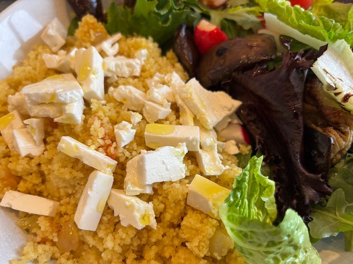 Stages of Cous Cous as a base for a salad