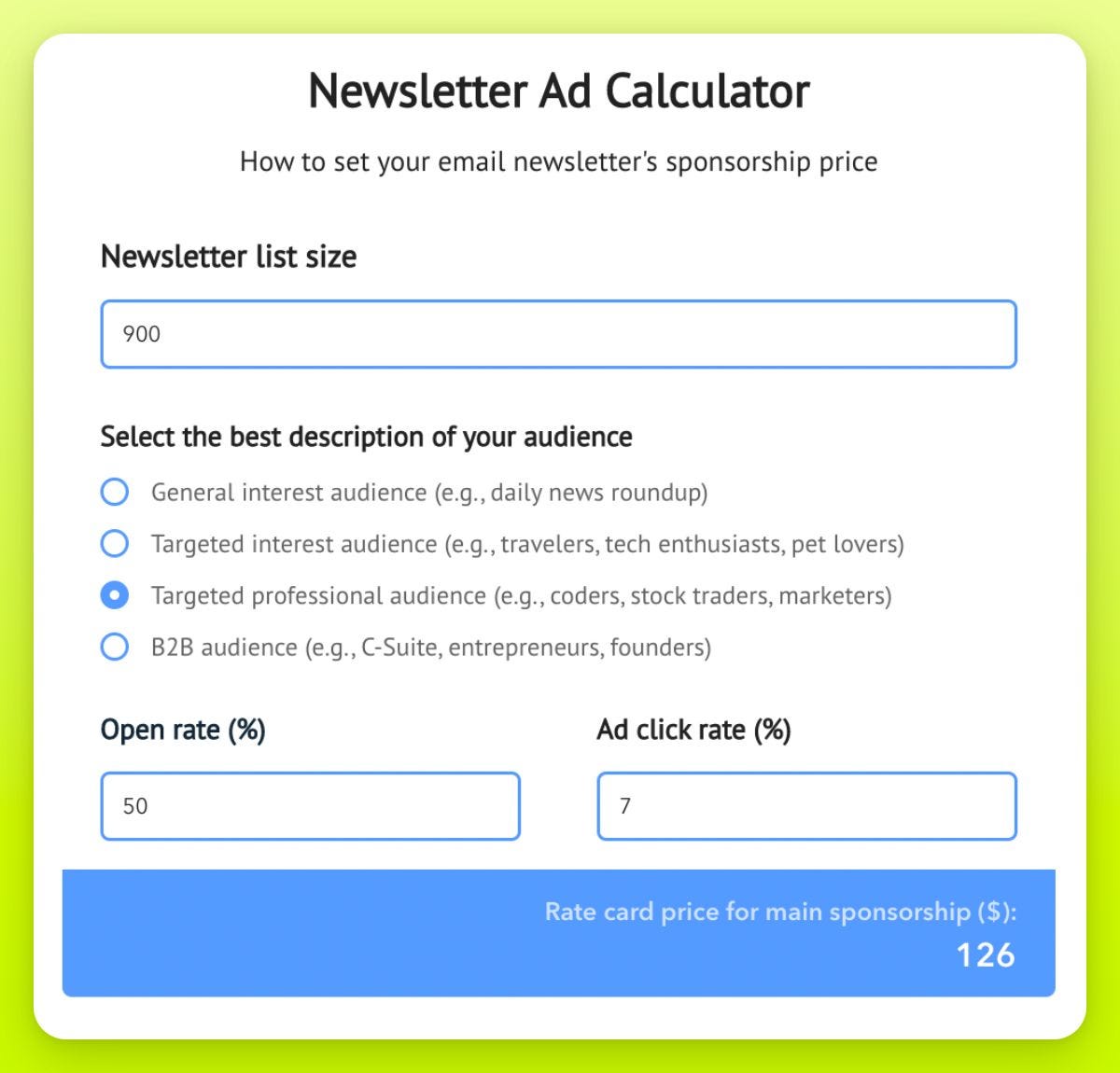 Who Sponsors Stuff Ad CalculatorWho Sponsors Stuff Ad Calculator