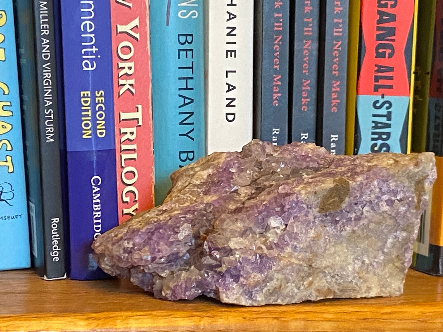 amethyst geode on bookshelf amethyst geode on bookshelf
