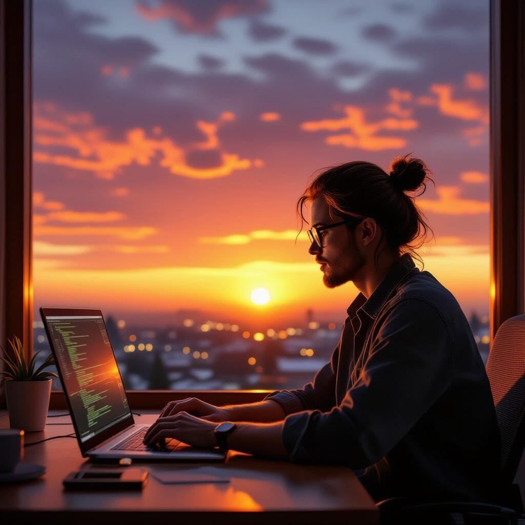 Advantages of Learning Rust Today, Inspirational Picture, View of A Sunset, a Beautiful Awe-inspiring Picture, Photo-rea...