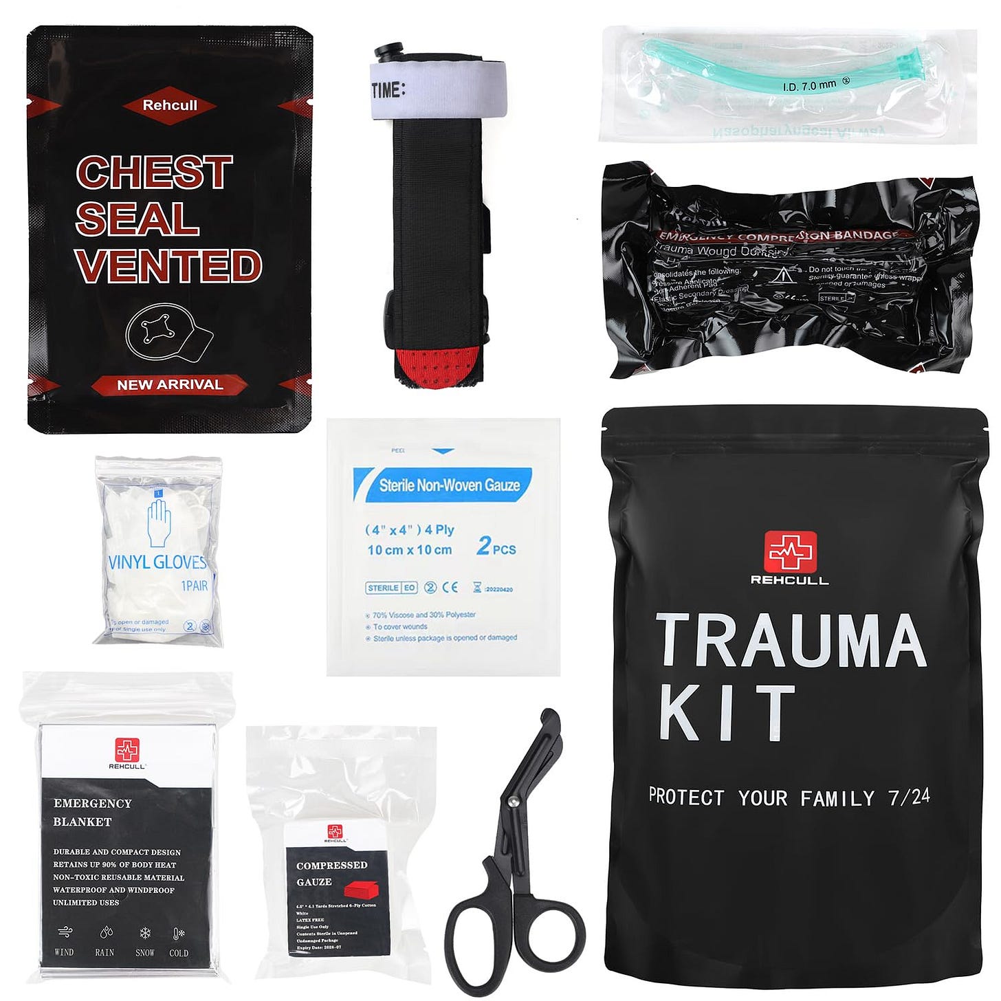Amazon.com: Rehcull Trauma Kit, IFAK Tactical Emergency Medical First Aid  Kits Refill Supplies Survival Hemostatic Combat Wound Care Dressing Pack ...