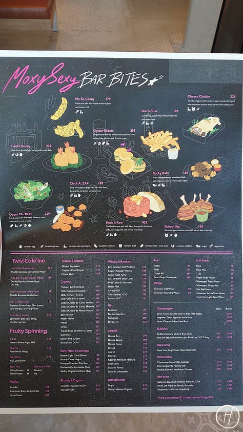 Food options at Moxy