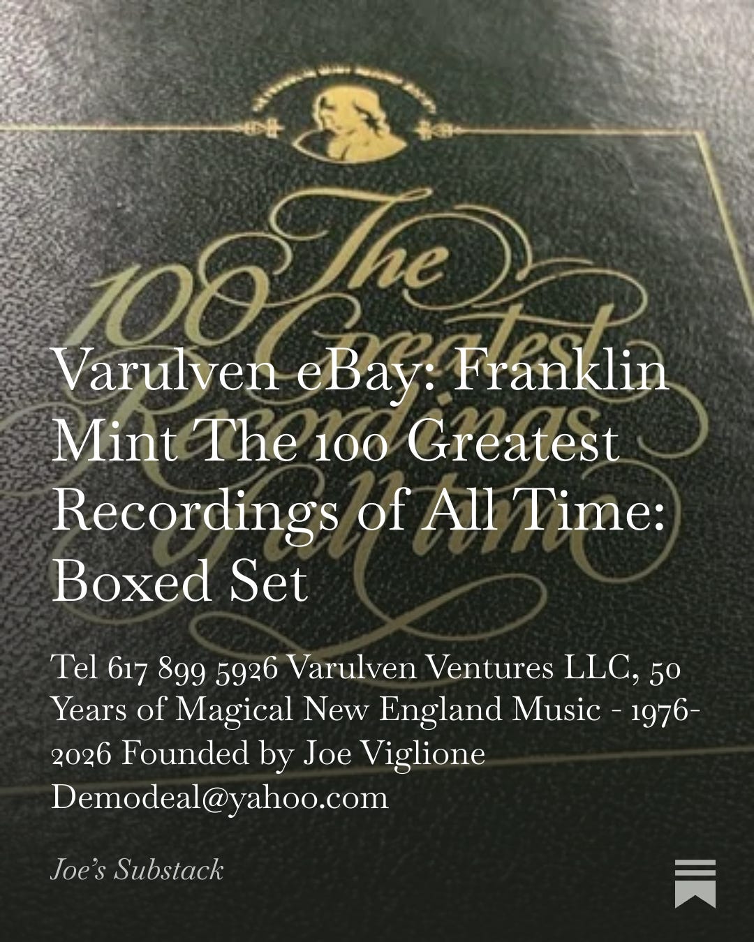 Varulven eBay: Franklin Mint The 100 Greatest Recordings of All