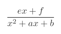Partial fraction squared term