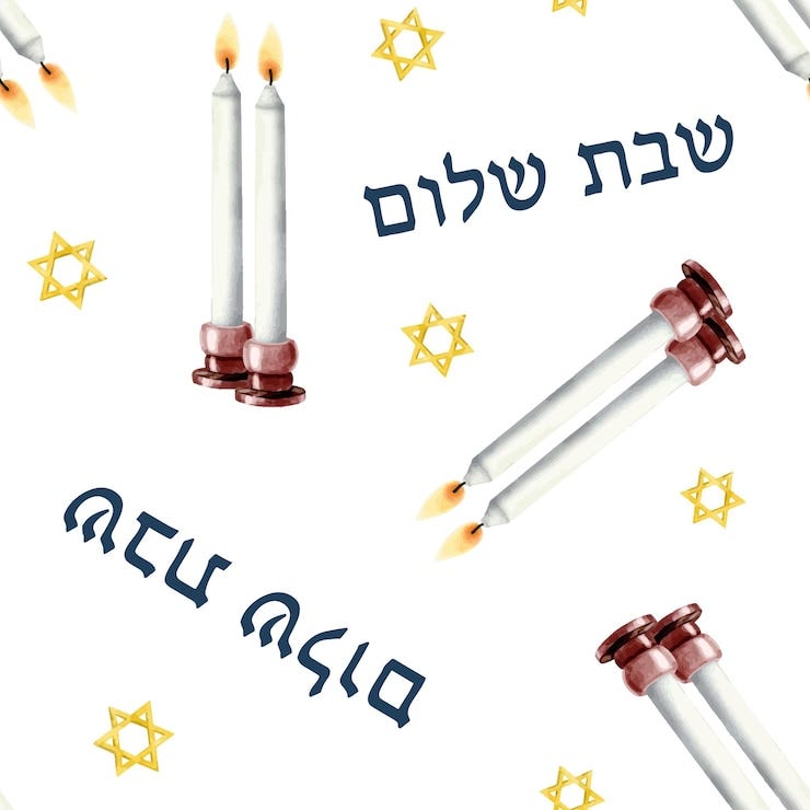 Premium Vector | Pair of shabbat candles shabbat shalom greetings and ...