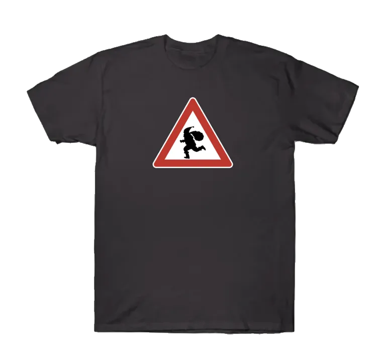 T-shirt with the Santa Crossing sign on the chest.
