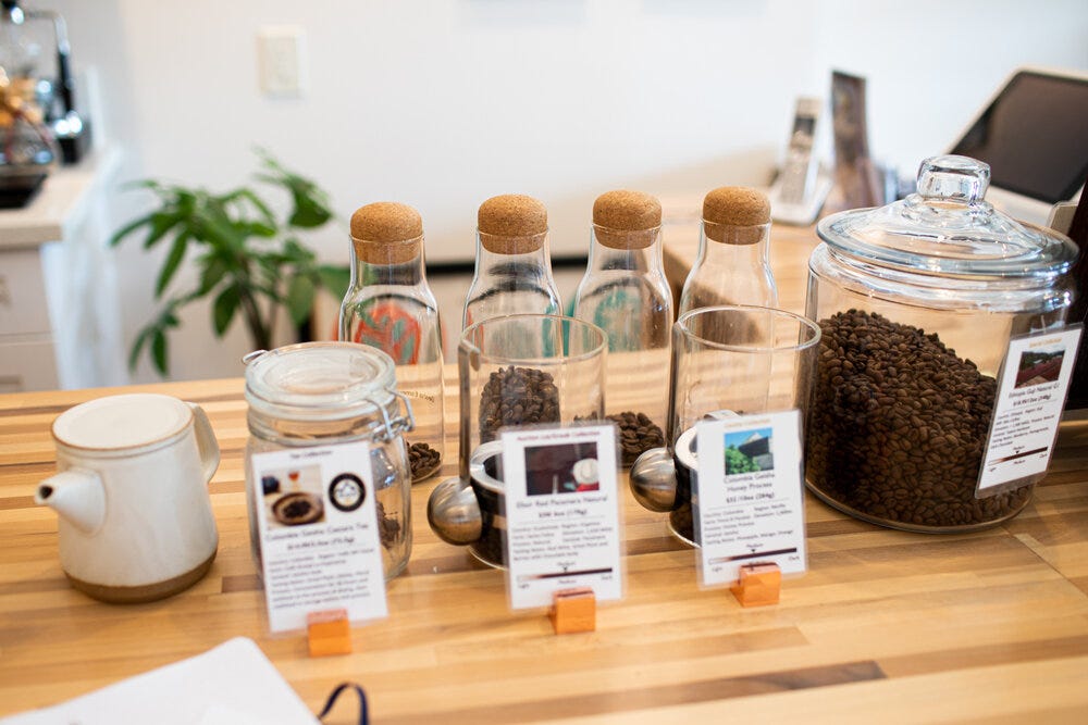 On display at the coffer bar at Belux Coffee Roasters.