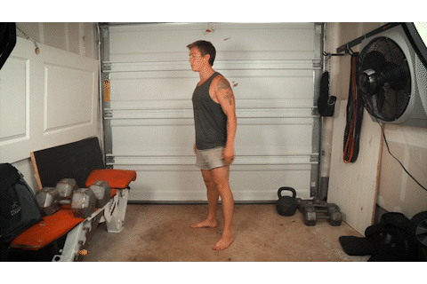 Brian demonstrates how to do the "Get Up, Stand Up" exercise in his garage. Brian demonstrates how to do the "Get Up, Stand Up" exercise in his garage.