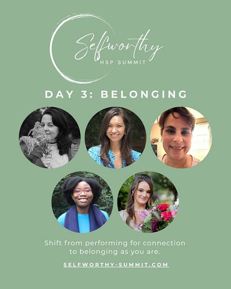 Portraits of 5 speakers for each day of the Selfworthy HSP Summit.
