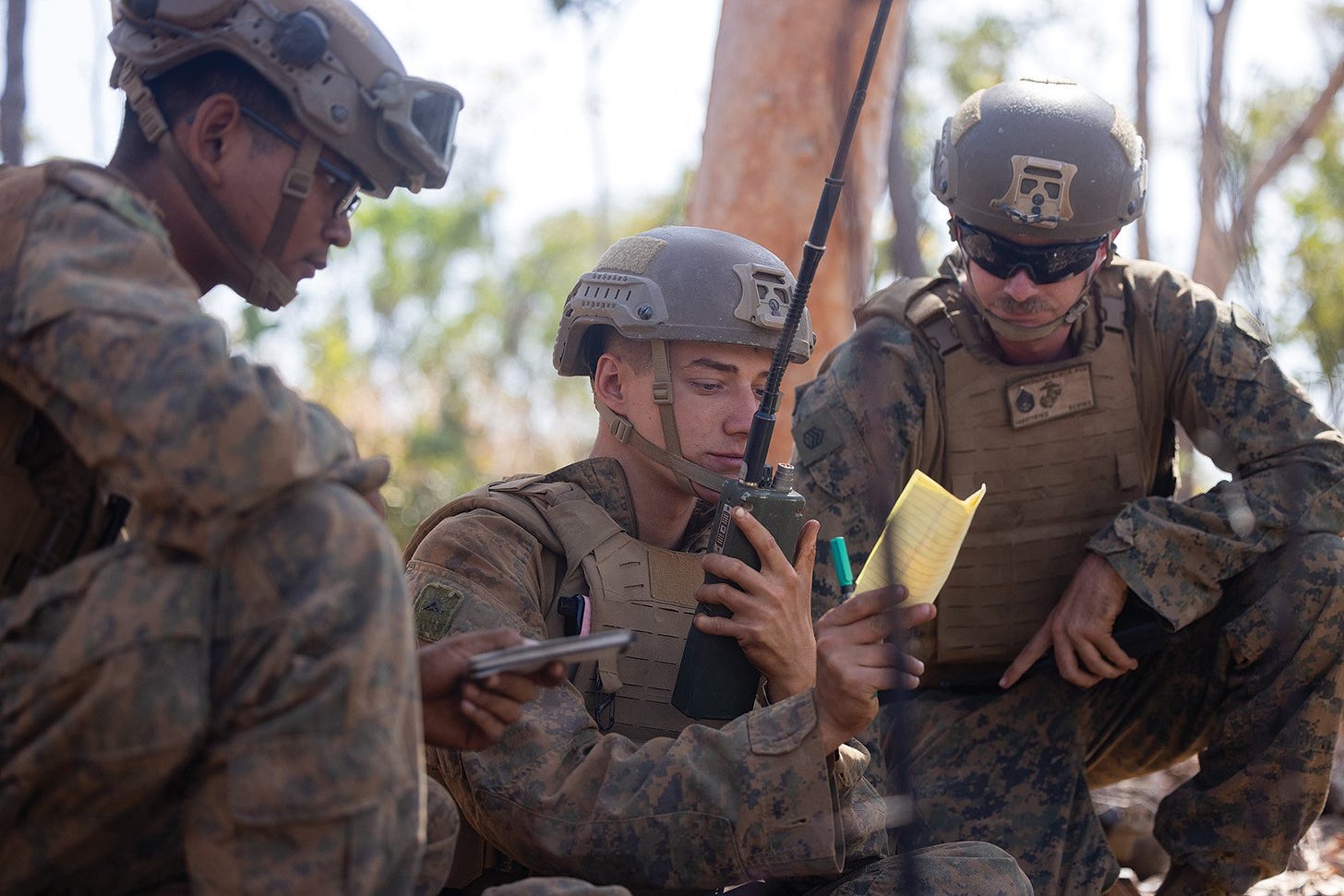 Marines give target coordinates during Talisman Saber 25. Artillery Marines are trained to plan, coordinate, and conduct complex fire missions. Assigning them the OPF-H mission would rearm them for a new era of precision warfare. Marines give target coordinates during Talisman Saber 25. Artillery Marines are trained to plan, coordinate, and conduct complex fire missions. Assigning them the OPF-H mission would rearm them for a new era of precision warfare.