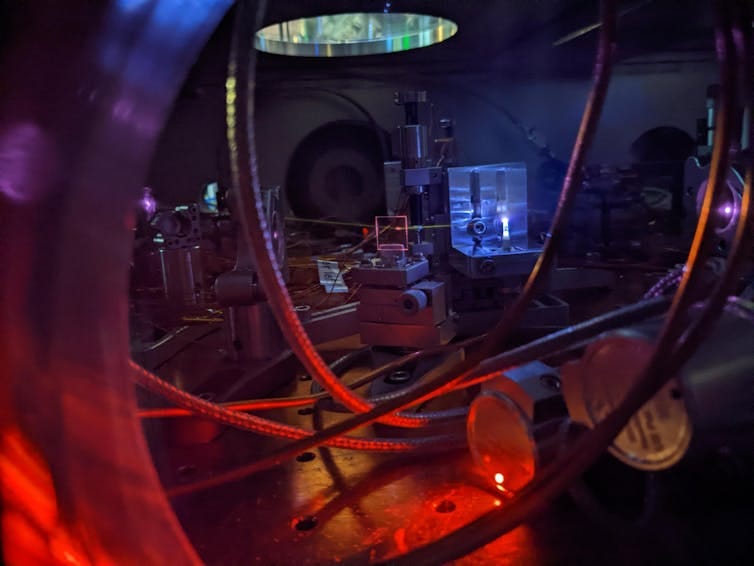 The equipment to precisely measure the energy needed to excite the thorium-229 nucleus, which is the core of a future nuclear clock. The equipment to precisely measure the energy needed to excite the thorium-229 nucleus, which is the core of a future nuclear clock.
