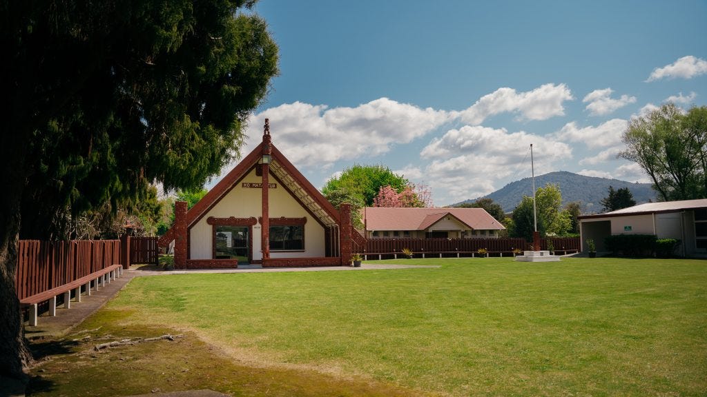 This is the Marae across the road from the house I grew up in. Mataatua Marae, Rotorua.