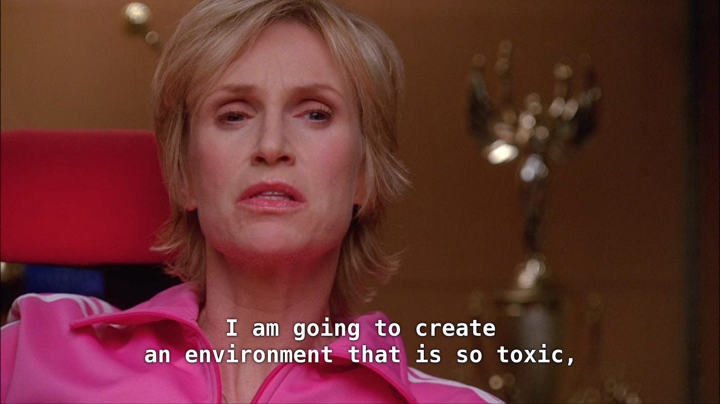 The Sue Sylvester 'Environment That Is So Toxic' Meme